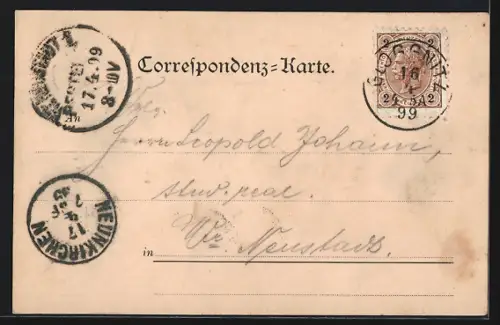 AK Gloggnitz, Totalansicht mit Bergpanorama