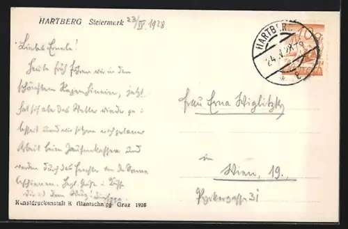 AK Hartberg /Steiermark, Ortsansicht mit Terrassenfeldern