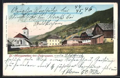AK St. Margarethen bei Pattergassen, Ortspanorama mit Kirche