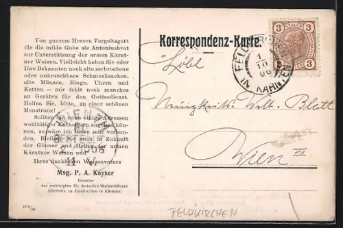 AK Feldkirchen /Kärnten, Kapelle des St. Antonius-Waisenhauses, Innenansicht