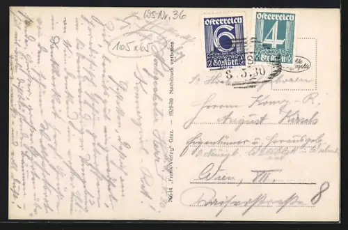 AK Mariasaal, Ortspartie mit Denkmal