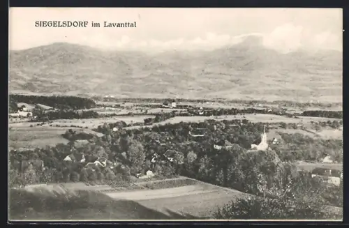 AK Siegelsdorf im Lavanttal, Gesamtansicht mit Fernblick aus der Vogelschau