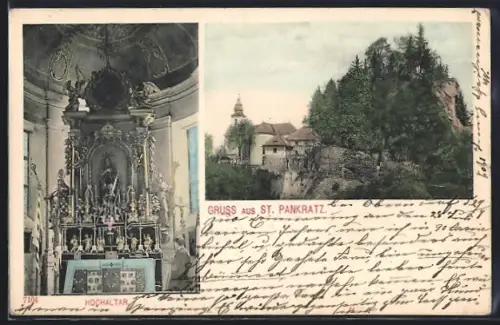 AK Nussdorf am Haunsberg, St. Pankraz, Kirche, Hochaltar