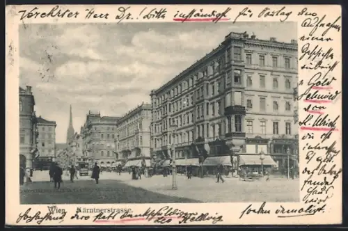 AK Wien, Kärntnerstrasse mit Kirche