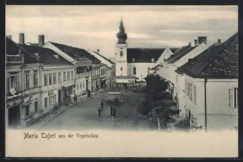 AK Maria-Taferl, Hauptplatz mit Geschäften und Brunnen