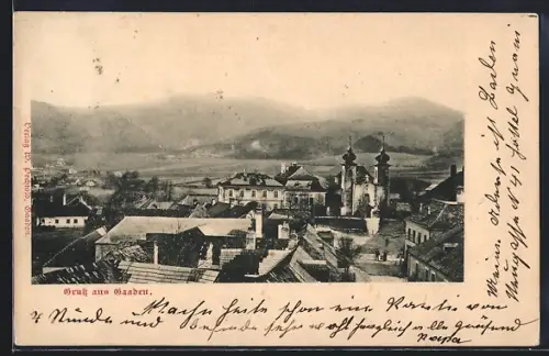 AK Gaaden, Totalansicht mit Kirche aus der Vogelschau