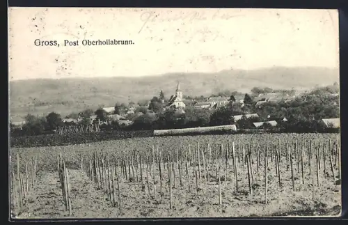 AK Gross /Oberhollabrunn, Ortsansicht mit Umgebung