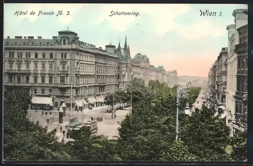 AK Wien, Schottenring mit Hotel de France No. 3