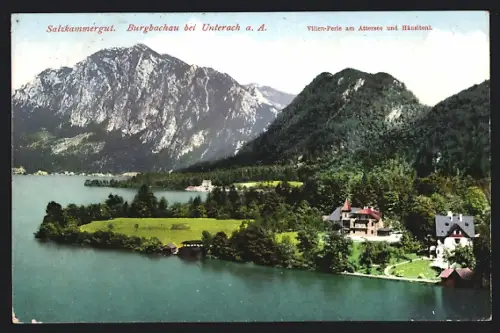 AK Burgbachau b. St. Gilgen, Villenpartie und Häusltoni am Attersee