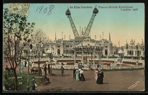 AK London, Franco-British Exhibition 1908, In Elite Gardens
