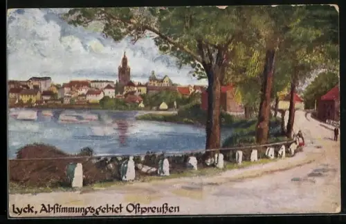 AK Lyck, Abstimmungsgebiet Ostpreussen, Ortsansicht