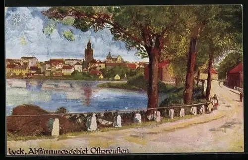 AK Lyck, Abstimmungsgebiet Ostpreussen, Ortsansicht