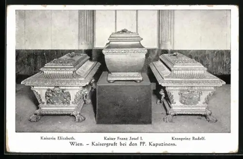 AK Wien, Grabstätte von Kaiserin Elisabeth (Sissi) von Österreich & Kaiser Franz Josef I., Kaisergruft PP. Kapuziner