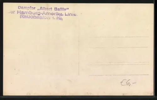 AK Dampfer Albert Ballin der Hamburg-Amerika Linie, Rauchsalon der 1. Kl.