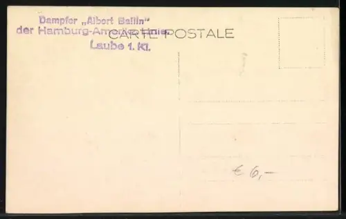AK Hamburg-Amerika Linie, Passagierschiff Albert Ballin, Laube 1. Kl.