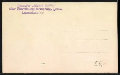 AK Passagierschiff Albert Ballin, Luxuskabine