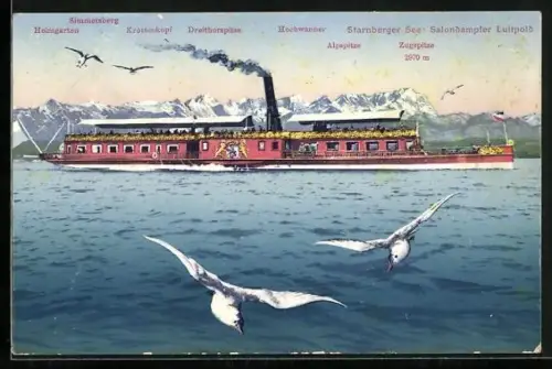 AK Salondampfer Luitpold auf dem Starnberger See