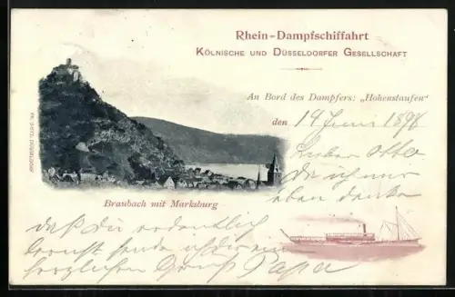 AK Dampfer Hohenstaufen auf dem Rhein