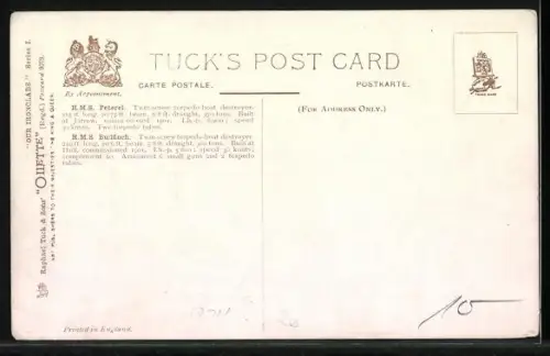 AK Our Navy, Torpedo Boat destroyers Peterel and Bullfinch, Kriegsschiff