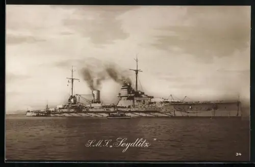 AK Kriegsschiff S.M.S. Seydlitz auf See