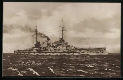 AK Kriegsschiff SMS Posen in Fahrt