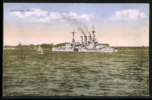 AK Kriegsschiff Elsass auf See