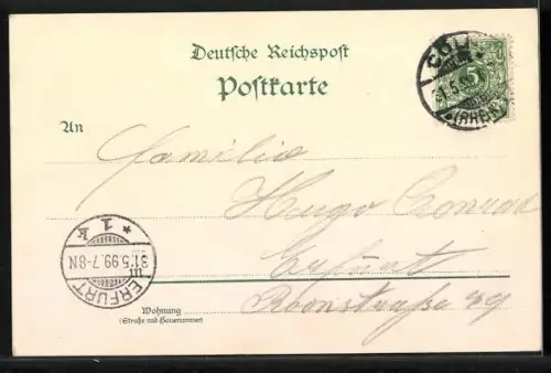 Lithographie Rheindampfer Overstolz fährt an einer Burg vorbei