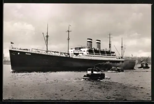 AK Dampfschiff Hansa (Hamburg-Amerika-Linie) bei Hafenausfahrt, Passagierschiff