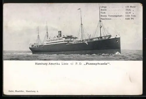 AK Passagierschiff Pennsylvania der Hamburg-Amerika Linie