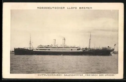 AK Passagierschiff Friedrich der Grosse, Doppelschrauben-Salondampfer des Norddeutschen Lloyd
