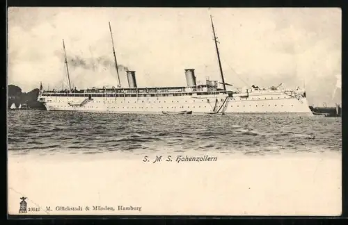 AK Kriegsschiff SMS Hohenzollern auf See