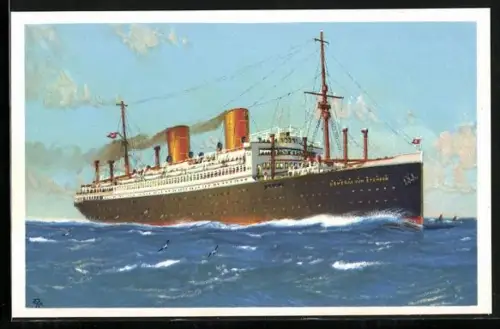 Künstler-AK Passagierschiff Doppelschraubendampfer General von Steuben in Fahrt, Norddeutscher Lloyd