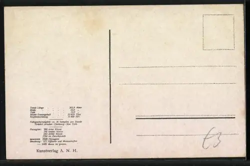 AK Passagierschiff Amerika auf hoher See