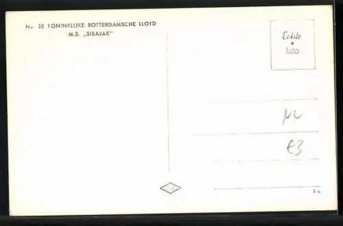 AK M.S. Sibajak, Koninklijke Rotterdamsche Lloyd, Passagierschiff
