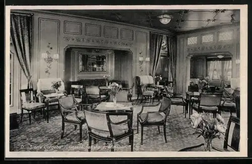 AK Passagierschiff Dampfer Sierra Cordoba, Gesellschaftshalle, Mittelschiff