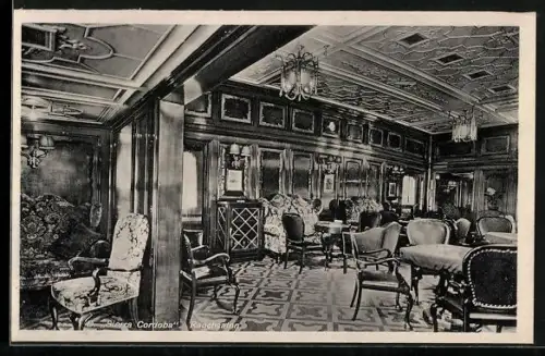 AK Passagierschiff Sierra Cordoba, Rauchsalon