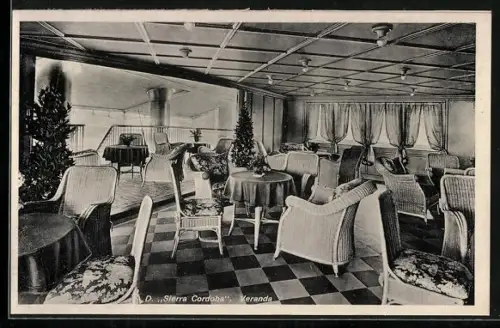 AK Passagierschiff Sierra Cordoba, Veranda