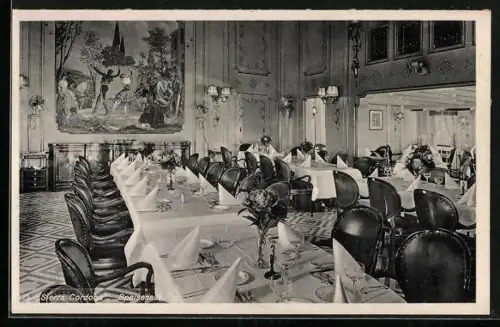 AK Dampfer Sierra Cordoba, Speisesaal, Passagierschiff