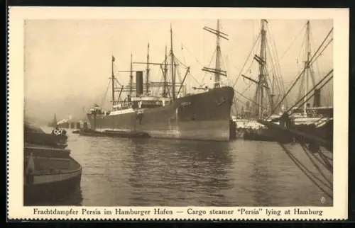 AK Hamburg, Frachtdampfer Persia im Hafen, Handelsschiff