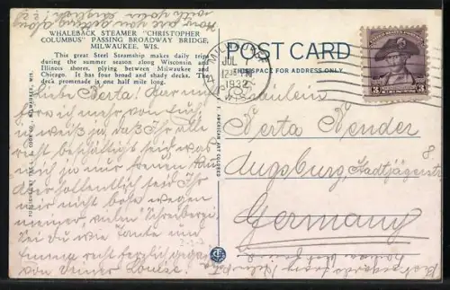 AK Dampfer Christopher Columbus passing Broadway Bridge