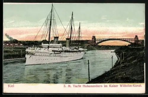 AK Kiel, SM Yacht Hohenzollern im Kaiser Wilhelm-Kanal