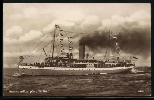 AK Salonschnelldampfer Hertha in Fahrt, Passagierschiff