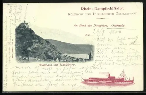 AK Dampfer Overstolz auf dem Rhein