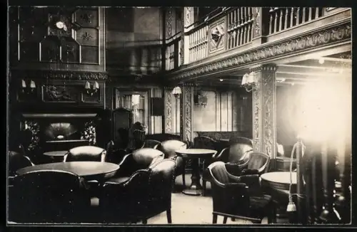 AK Rauchsalon 1. Klasse des Dampfers Deutschland, Passagierschiff