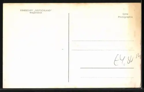AK Fährschiff Deutschland, Wagendeck
