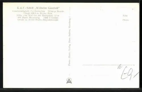 AK KdF-Schiff Wilhelm Gustloff in Flaggengala, , Passagierschiff