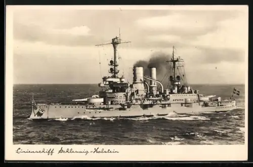 AK Linienschiff Schleswig-Holstein in voller Fahrt, Kriegsmarine
