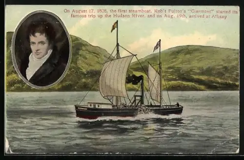 AK Dampfer Clermont in Fahrt