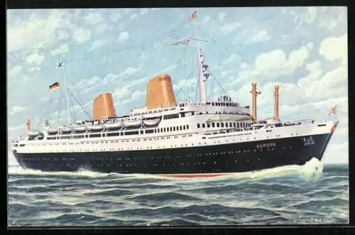 AK Passagierschiff MS Europa auf hoher See