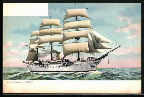 AK Segelschulschiff S. M. Stein in Fahrt